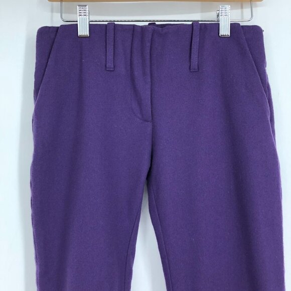 Acne Purple Brooke Turn Up Trousers Cropped Slim Low waist Cashmere Blend 34 = 2 - Picture 5 of 15